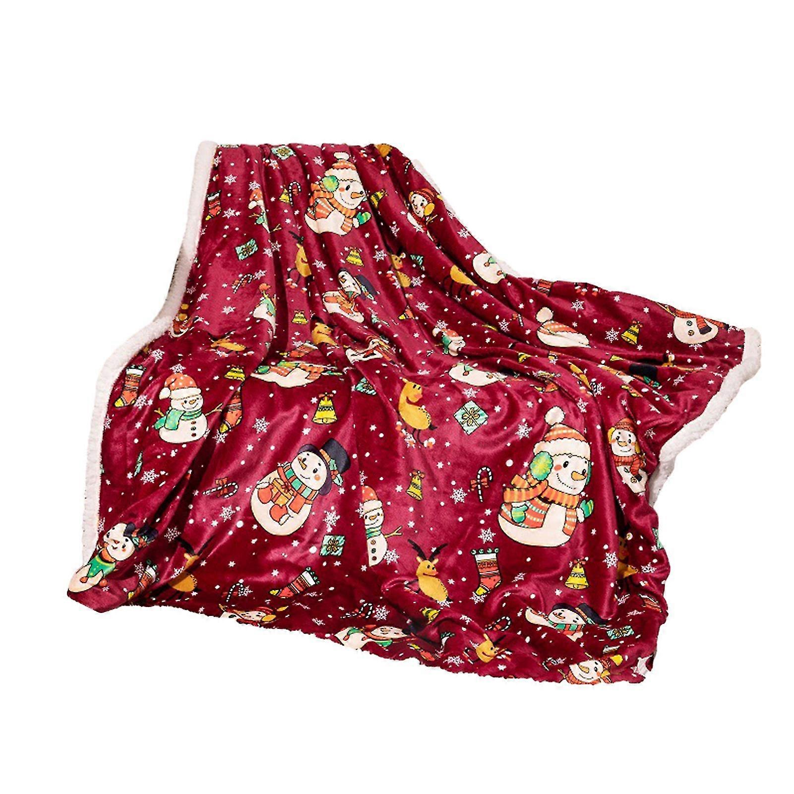 2025 Christmas Blanket Comfortable Soft Throw Blanket Santa Claus Elk Pattern Sofa Blanket for Couch Bed Decoration