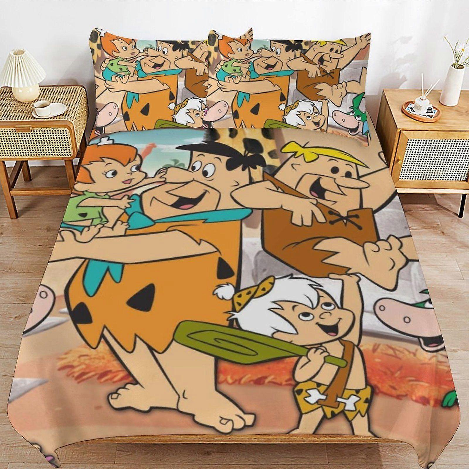 w440 The Flintstones Quality Weave Breathable Surface Soft Finish Durable Zipper Duvet Cover Sets for Comfort Sleep m440