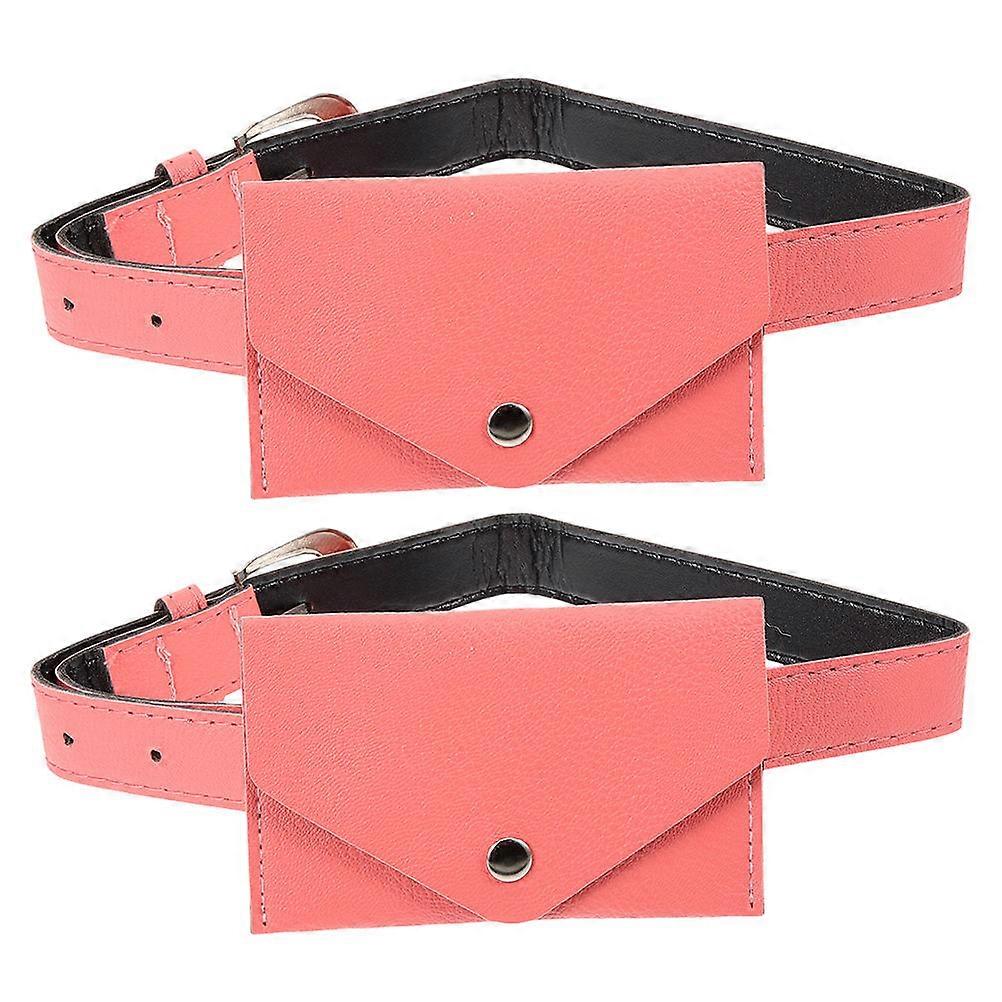 Pink Small Waist Pack Artificial for Storage Use 2Pcs Fanny Pack