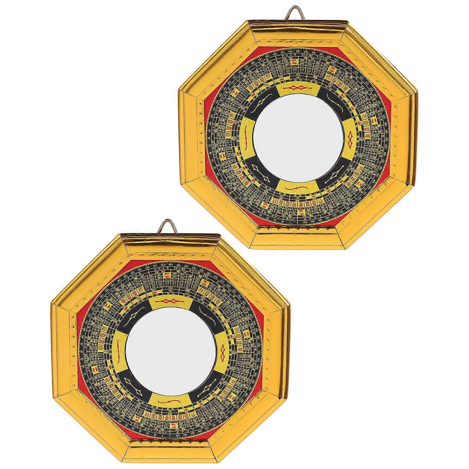 Feng Shui Mirror for Home Alloy Bagua Convex Mirror with 6Pcs Set