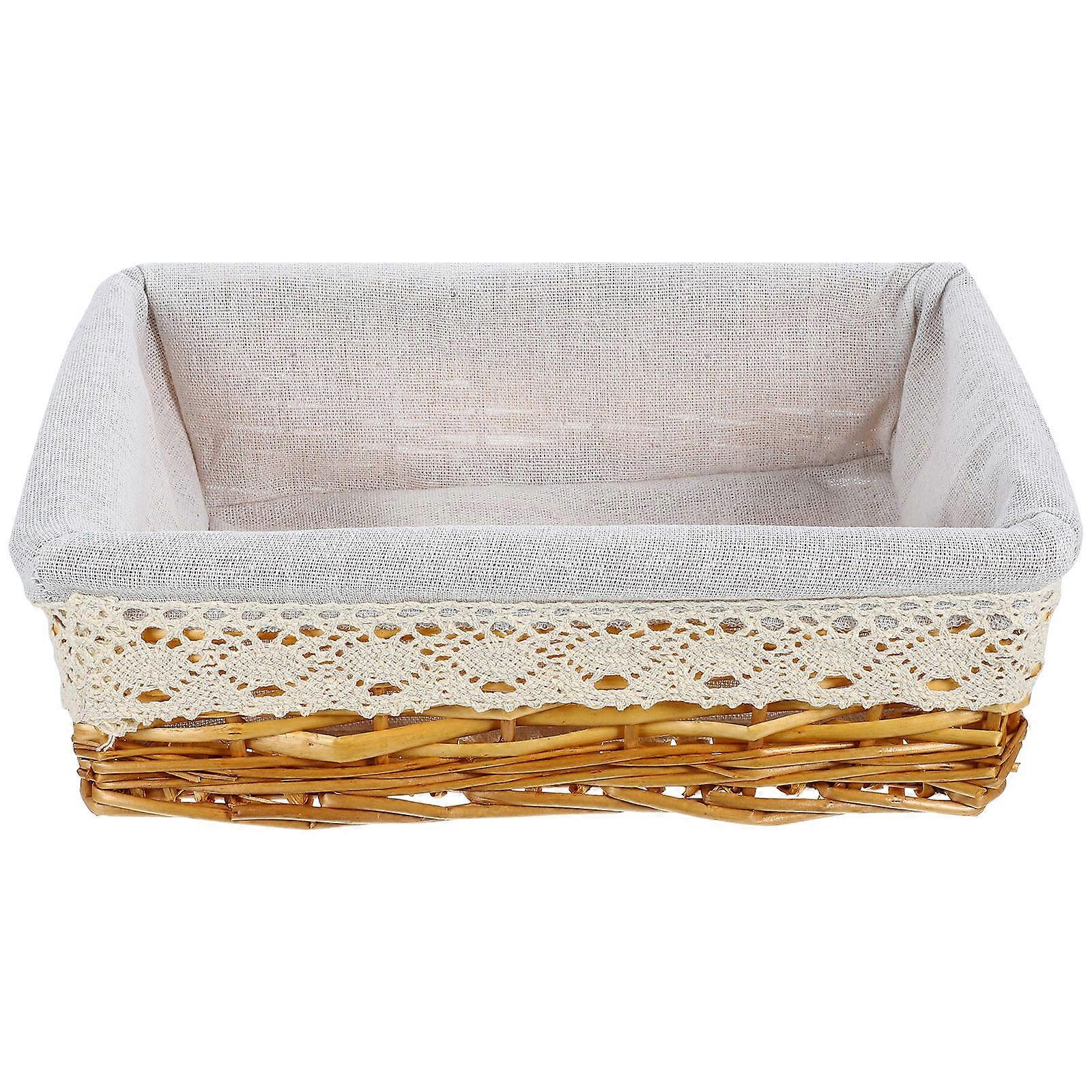 Wicker Basket Storage with Washable Liner Multipurpose Hand-Woven Basket 2Pcs