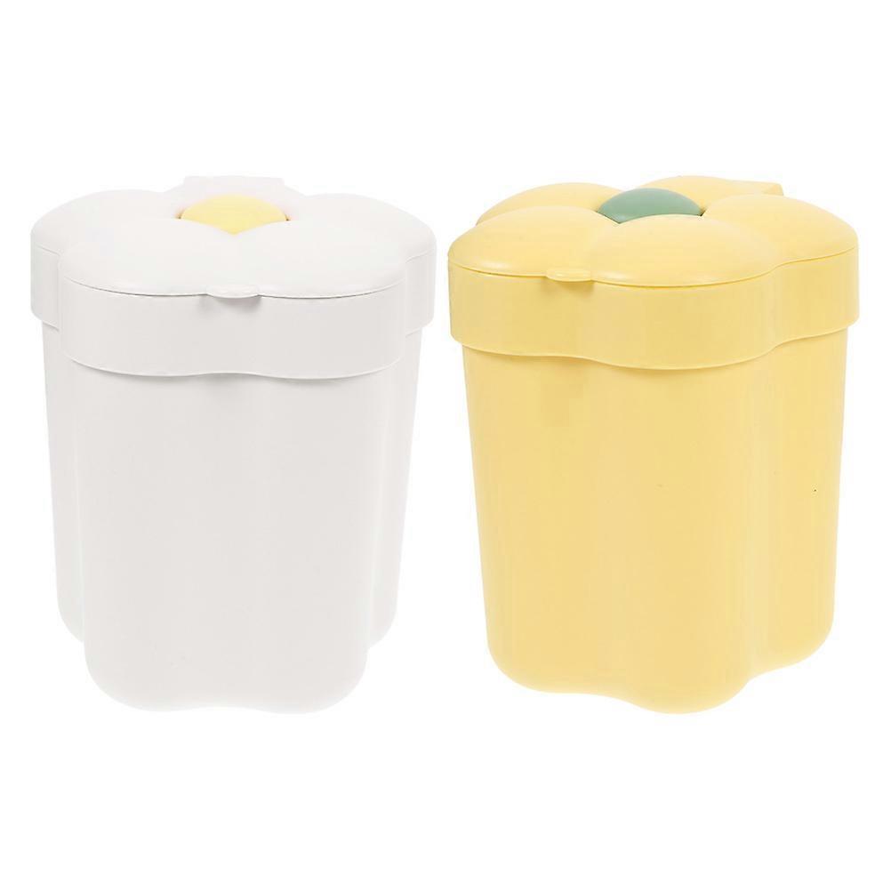 Desktop Waste Bucket Mini Storage Holder for Home Use 2Pcs Plastic Assorted Color
