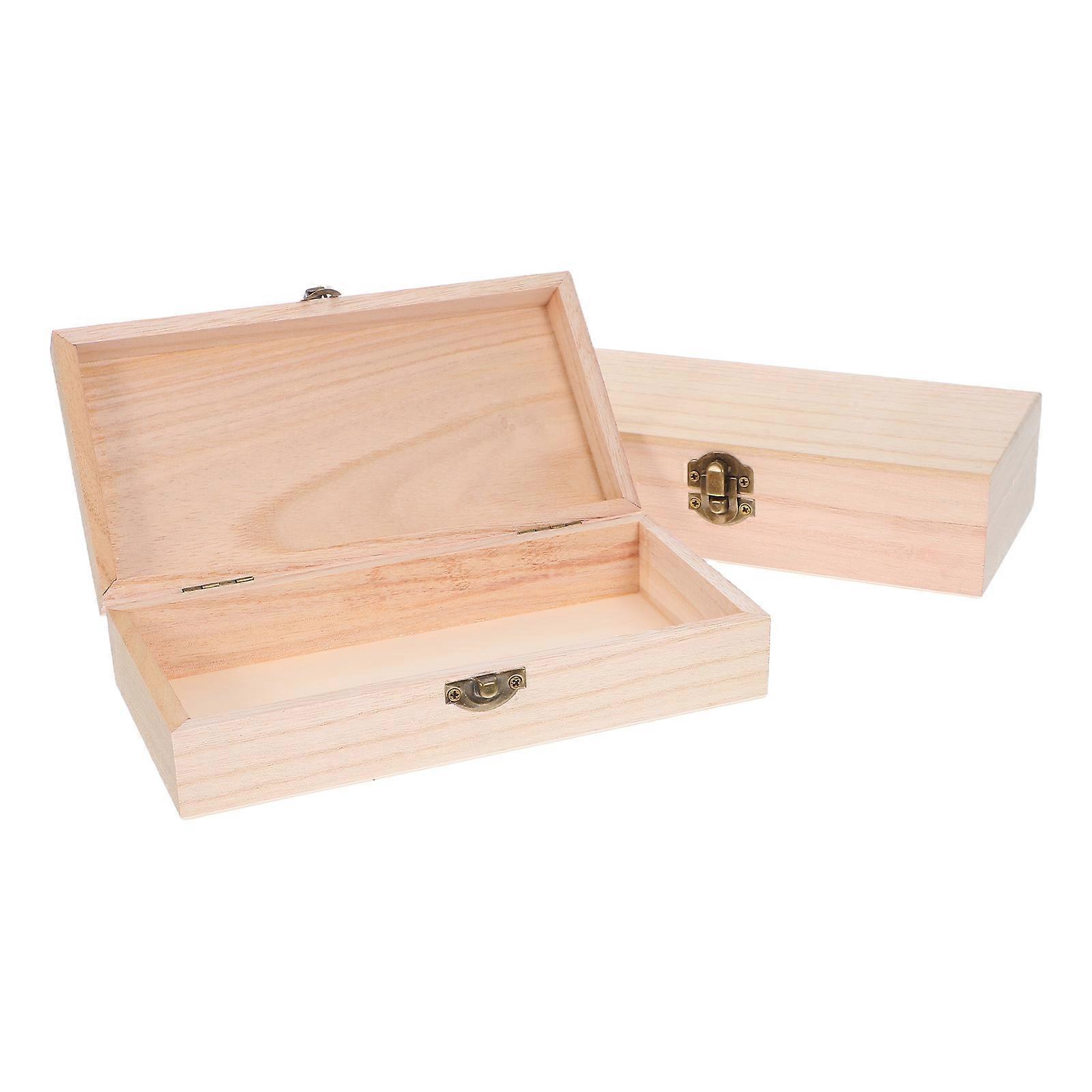 Wood Storage Box with Lid for Storage 4Pcs Unfinished Wooden Keepsake Boxes