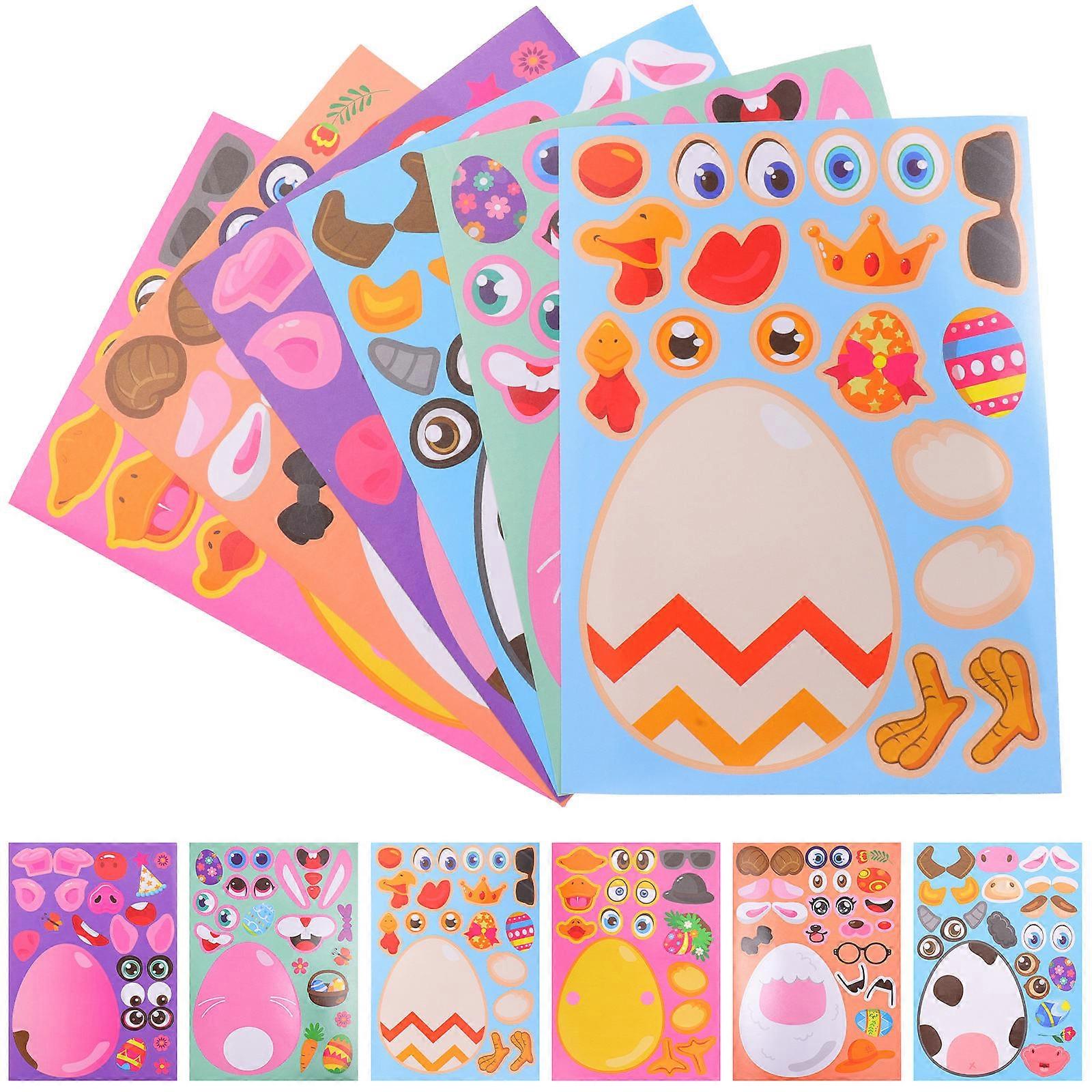 DIY Easter Stickers 48 Sheets Cartoon Pattern Playthings For Kids 21X15X0.1CM Easy To Apply And Remove