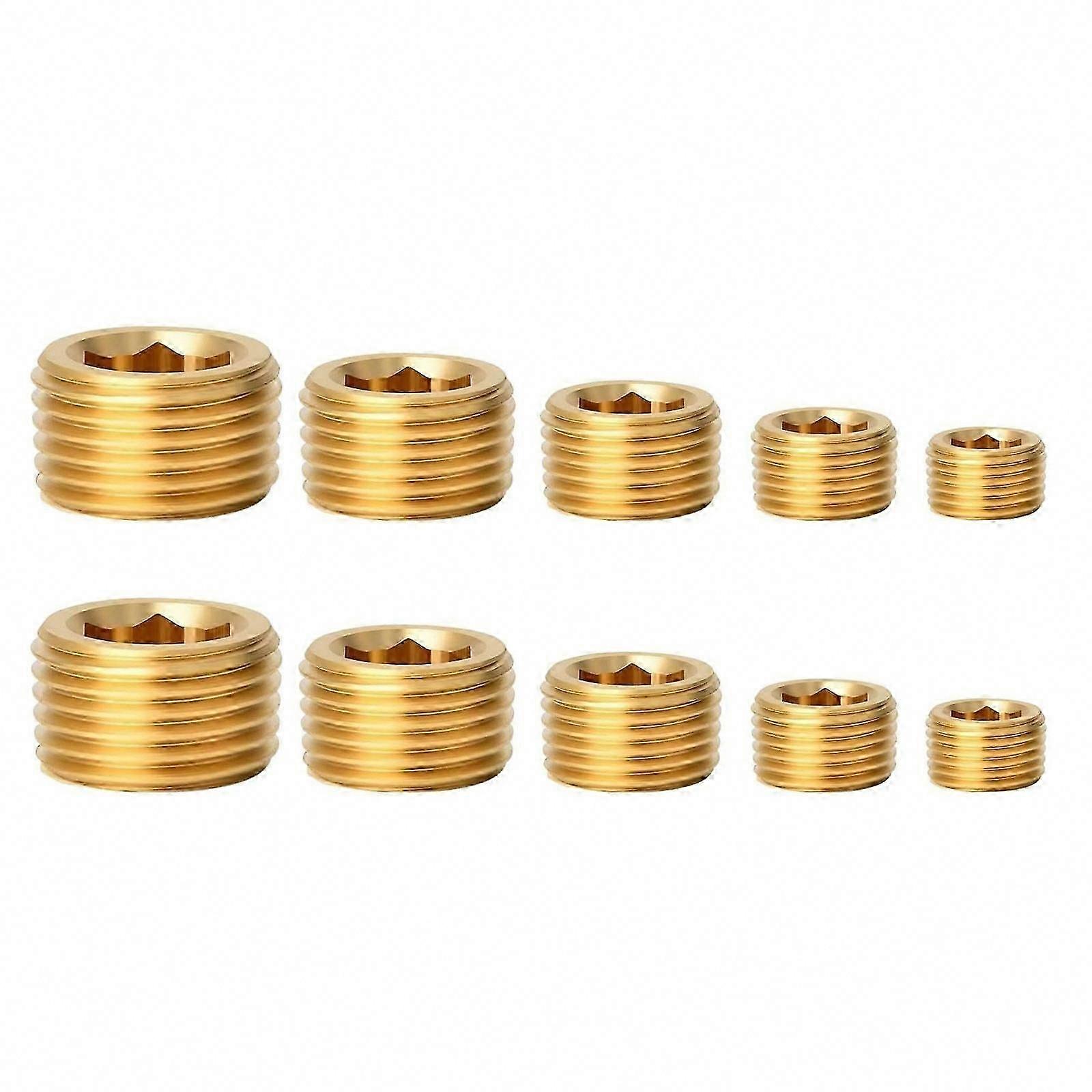 Brass Pipe Plugs Assortment Set 10/25pcs Male Internal Hex Thread for Sealing in Diverse Applications
