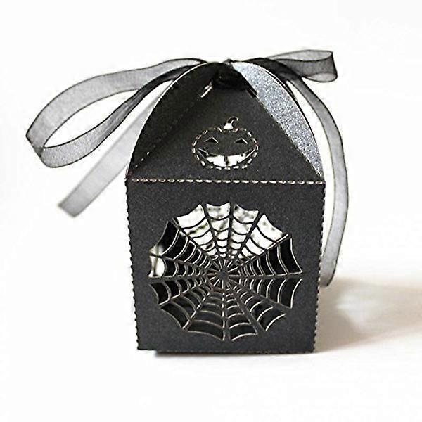 Paper Gift Box Cobweb Style for Halloween Candy 100Pcs Black