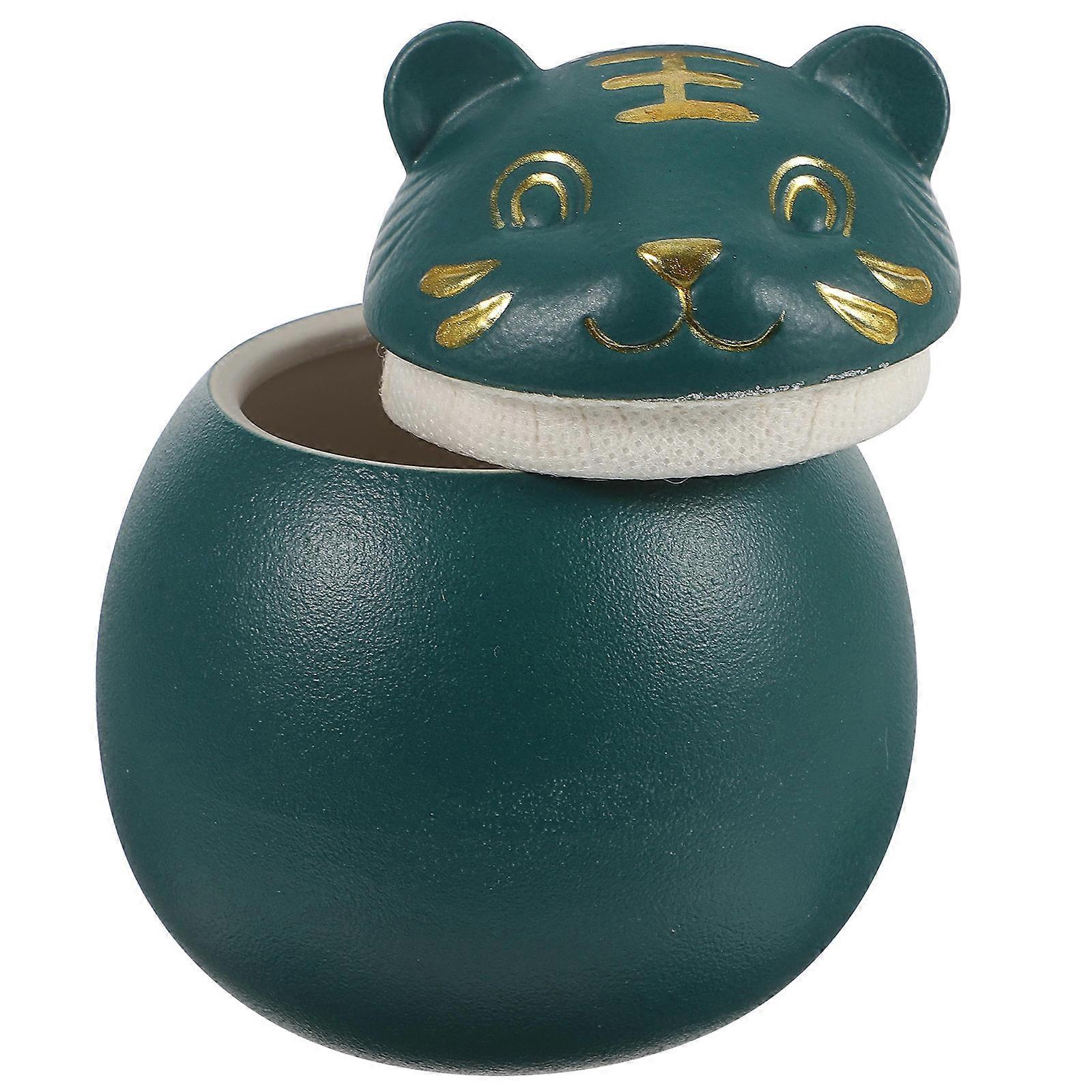 Green Ceramic Tea Jar for Storage Use 2Pcs Multi-Use Tea Holder