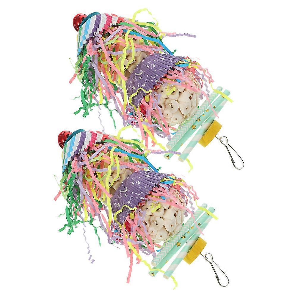 Wood Bird Toy Parrot Hanging Chew Toy Foraging Plaything 10X7Cm Chewing 4Pcs