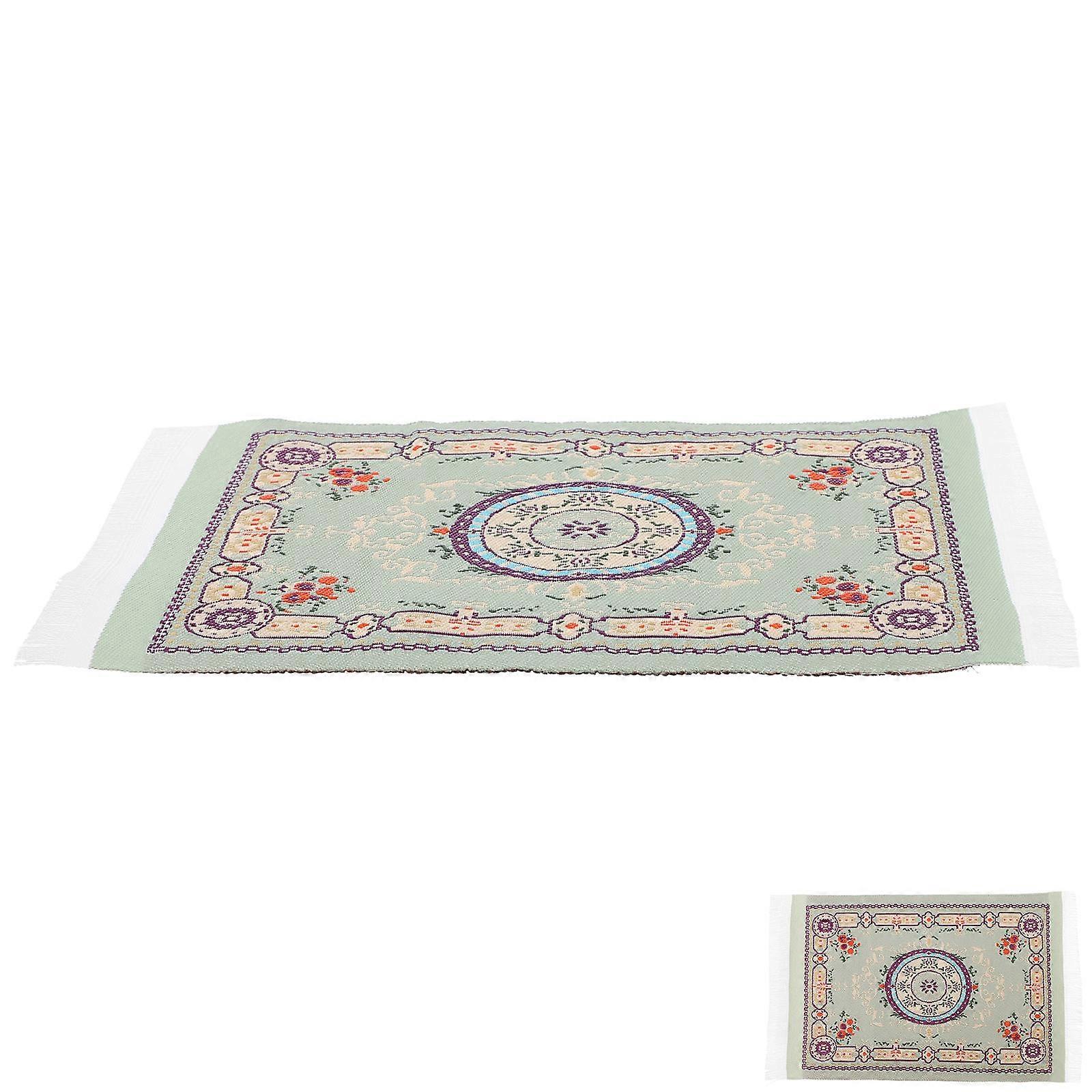 2Pcs Dollhouse Floor Mat Vintage Oriental Carpet Mini Home Decoration Rectangular Design For Hobbyists And Craft Enthusiasts
