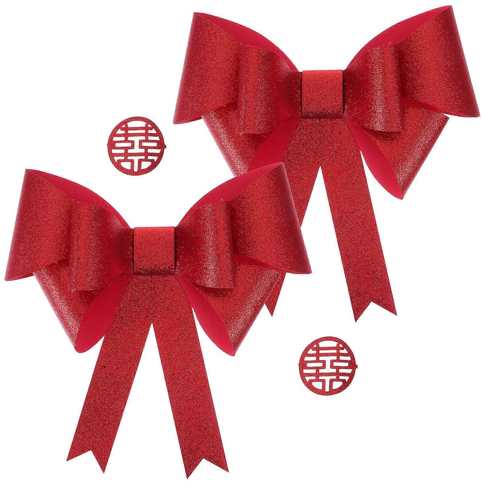 Window Curtain Bow Tiebacks Red Fabric for Draperies 4Pcs Decorative Holdbacks