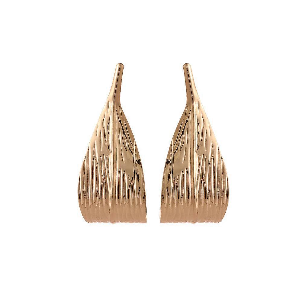 Earrings, Minimalist Style Curled Leaf Design with Metallic Texture Elegant Drop Earrings