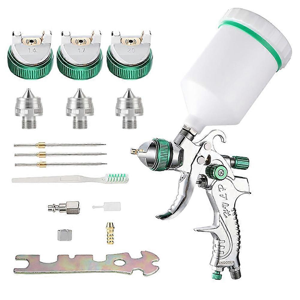 Professional HVLP Paint Spray Gun Set with 1.4/1.7/2.0mm Nozzles for Precision Painting