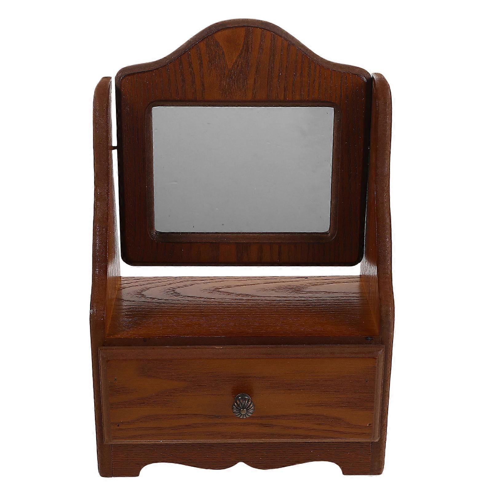High Definition French Desk Makeup Mirror with Drawer for Women
