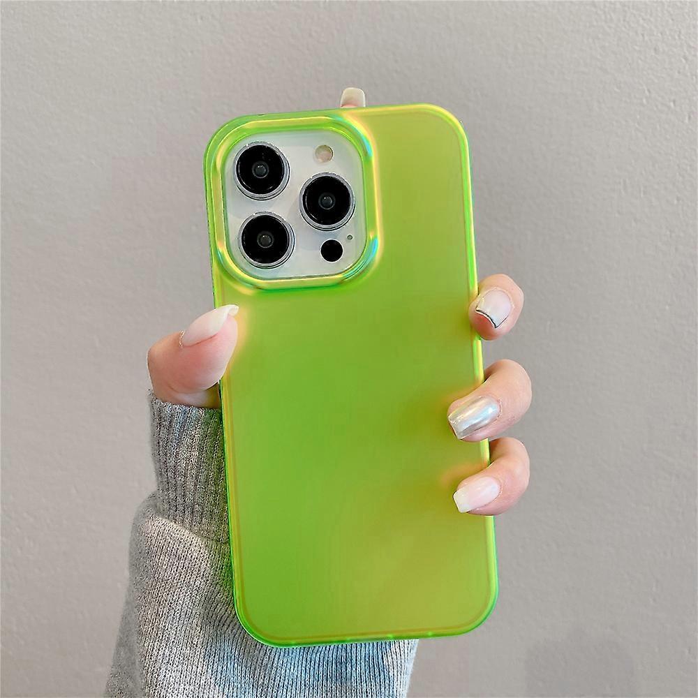 Luxury Fluorescent Laser Aurora Matte Phone Case For iPhone 16 15 14 Pro Max 13 12 Candy Shockproof Hard Protective Bumper Cover