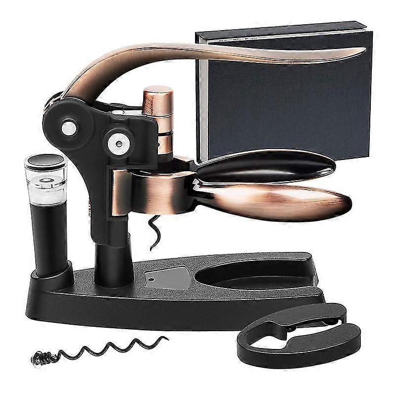 5個/セットワインオープナーセットマニュアルワインコルクスクリューボトルオープナーキット、ホイルカッターと真空ストッパー