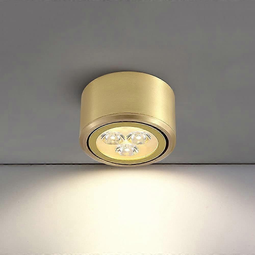 LED Ceiling Spotlight Surface Mounted Downlight 45 Degree Adjustable Brass Directional Lighting Fixture 6000K