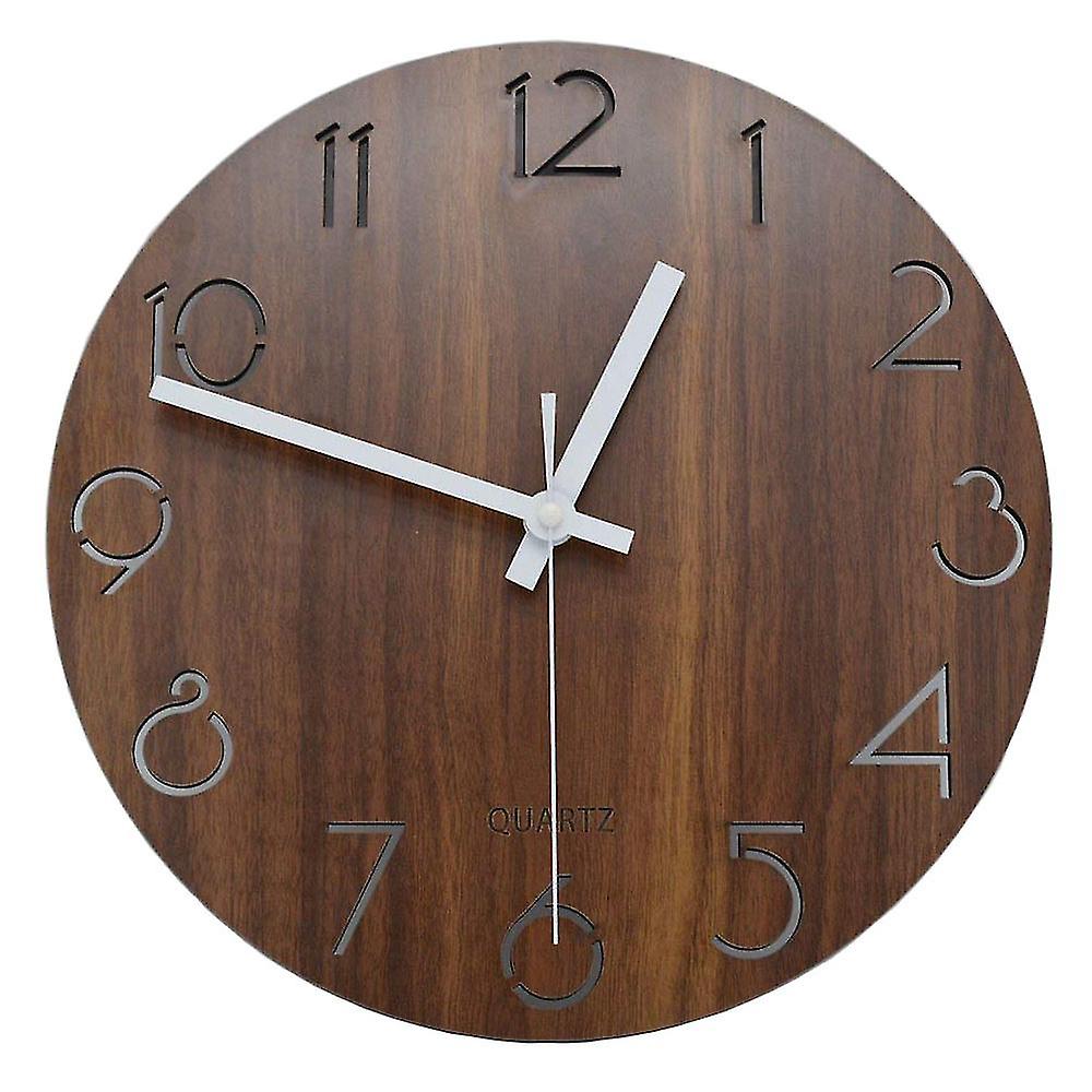 12 Polegadas Vintage Arab Numeral Design Rústico Estilo Toscano Madeira Decorativa Parede Redonda Cloc