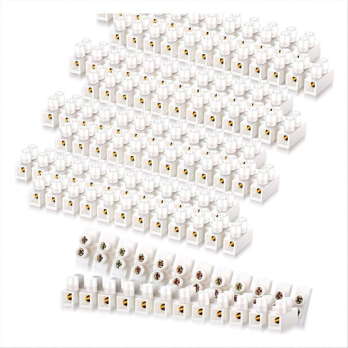 50Pcs Terminal Block White Screw Terminal Connector Dual Row Electric