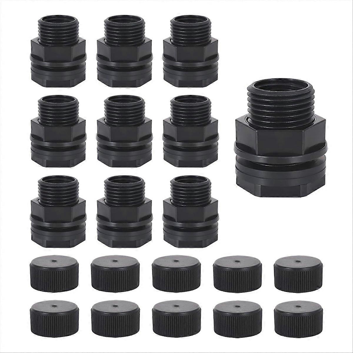 10pack Garden Hose Bulkhead Fitting with Plug