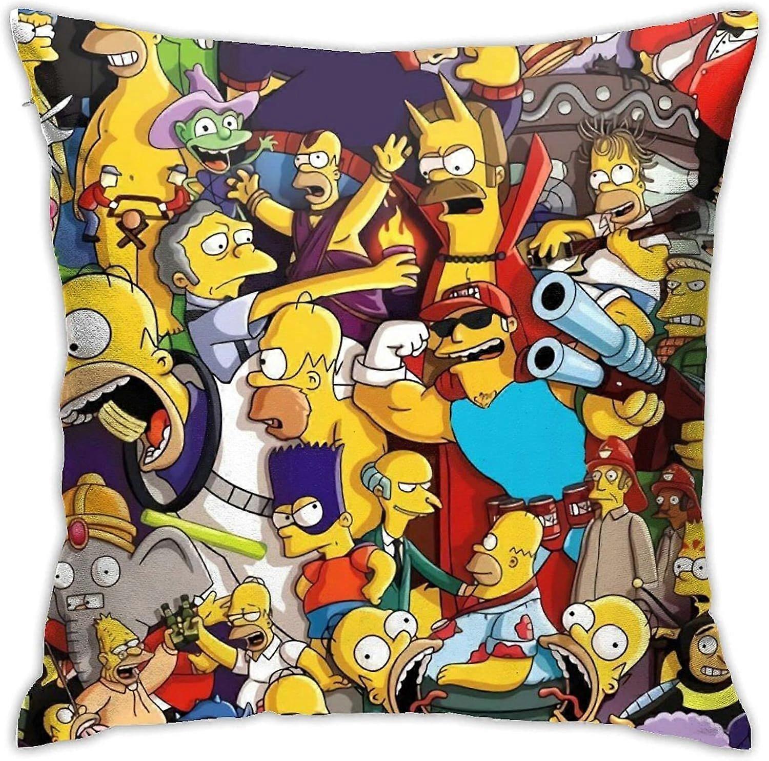 y1321シンプソンズアニメ枕両面スタイリッシュな印刷スロー枕カバーソフト枕カバー寝室ソファ装飾クッションカバー18 "18" in -TB28