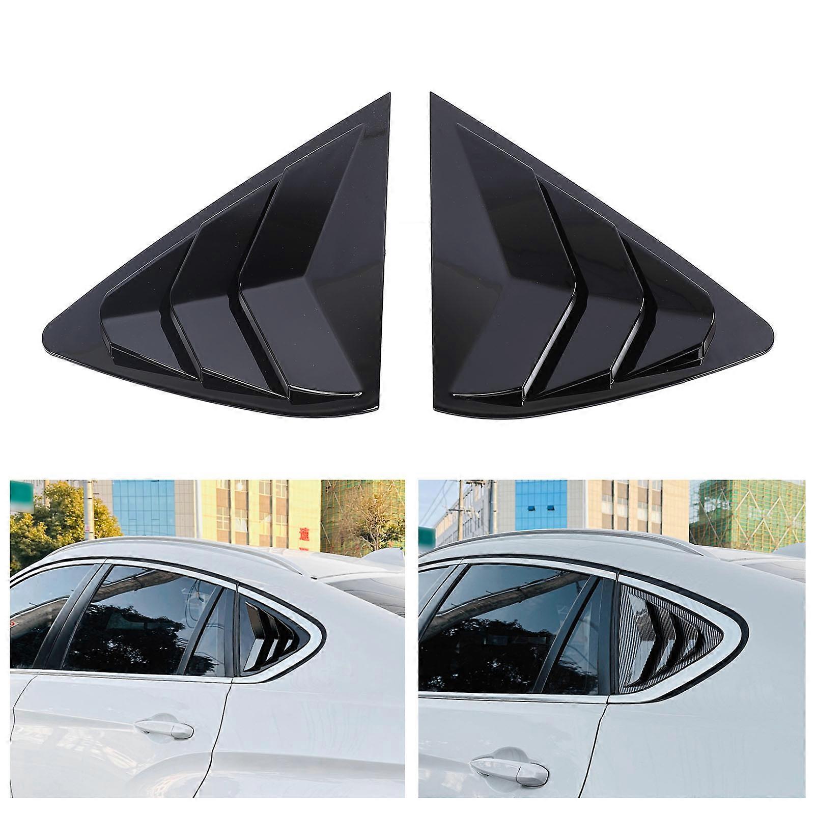 2PCS Rear Window Louver Left Right Side Window Louver Vent Cover Shutter Panel Trim Frame for X6 F16 2015 to 2019 Glossy Black 