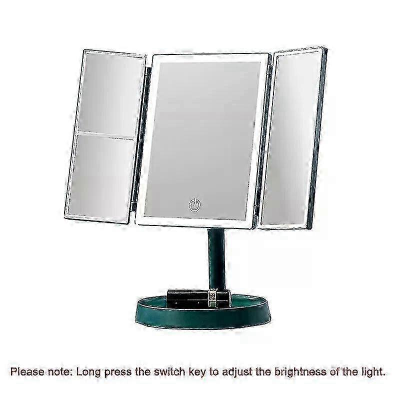 Foldable Makeup Mirror with LED Light 3 Tone Lights Desktop Vanity Mirror 2X/3X Magnifying 360 Adjustable Rechargeable