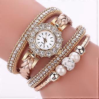 Montres pour femmes, montre-bracelet à quartz vintage tissée, tendance, pour dames