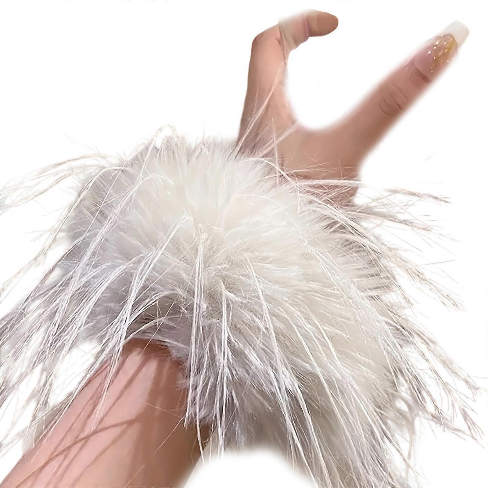 Friendly Oversized Feather Hair Bands Practical Elastic Hair Ties With Natural Texture For Different Occasion  White