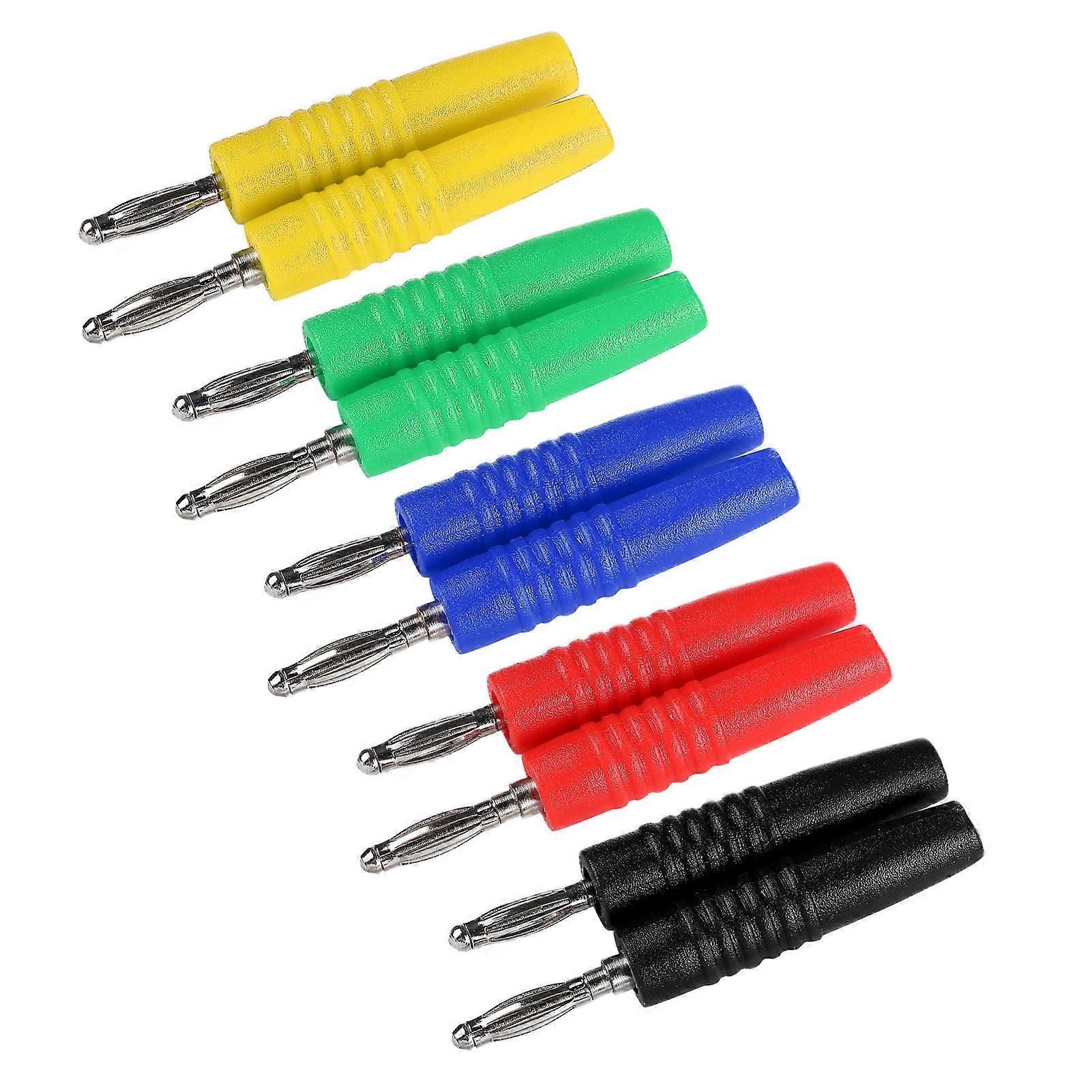 10Pcs U49 2mm Banana Plug Wire Banana Jack for Electrical Testing Red Black Yellow Green Blue
