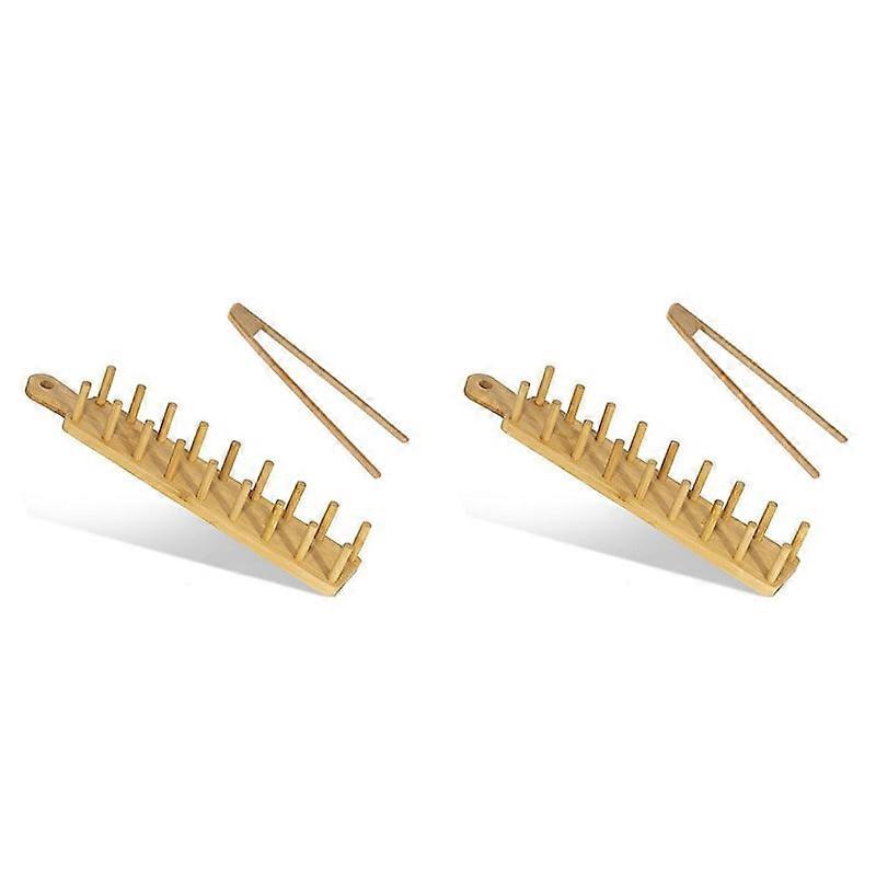 2X Bamboo Taco Tray with Holds 8, Taco Shell Holder Allows for Multi-Use Food Tray Charcuterie Tray