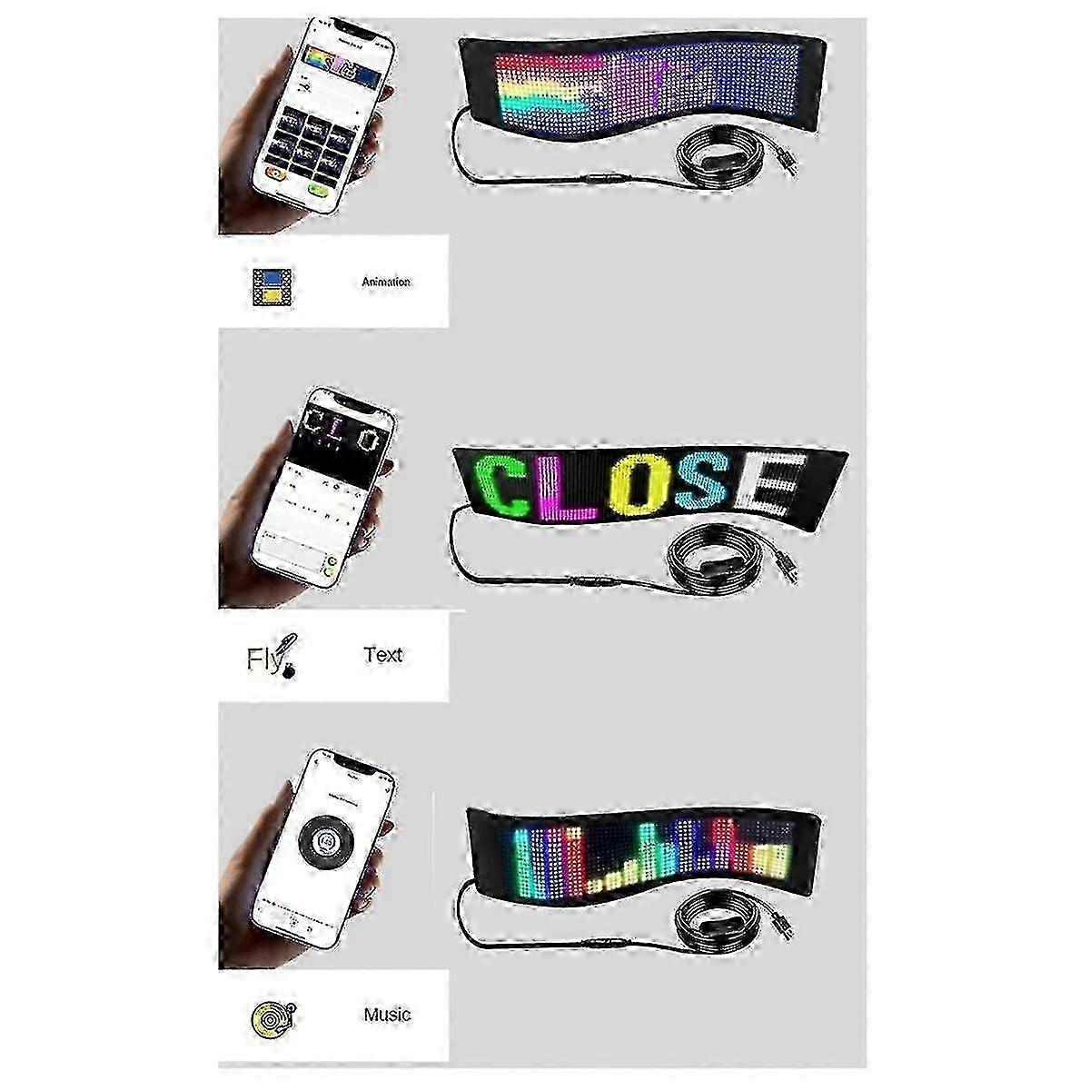 Car Led Screen Signage Flexible Display Scrolling Information Advertising Light Board Rear Window Animation Panel,a