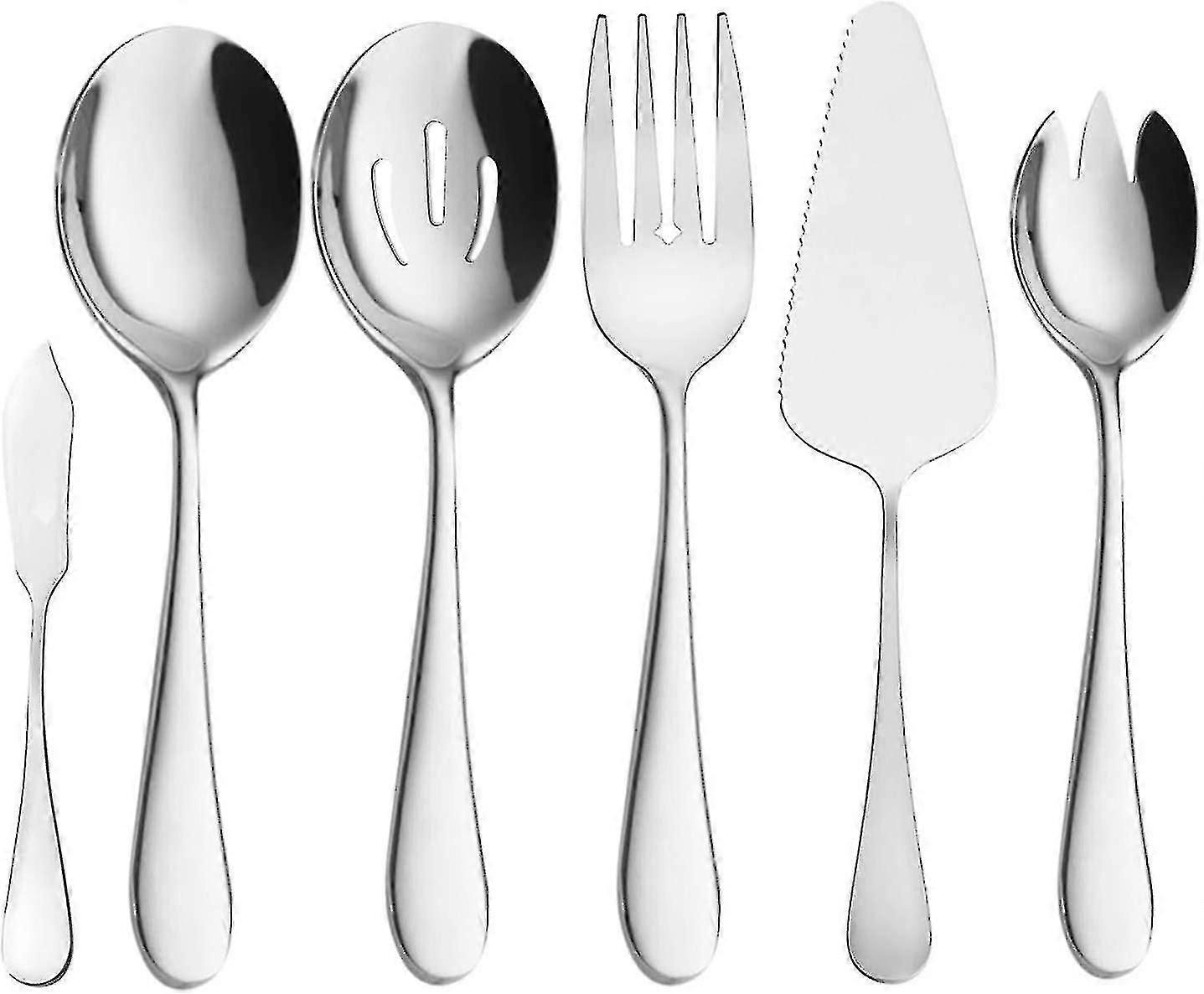 Serving Utensils, Buffet Serving Set, 6 Pieces Stainless Steel Dinner Set