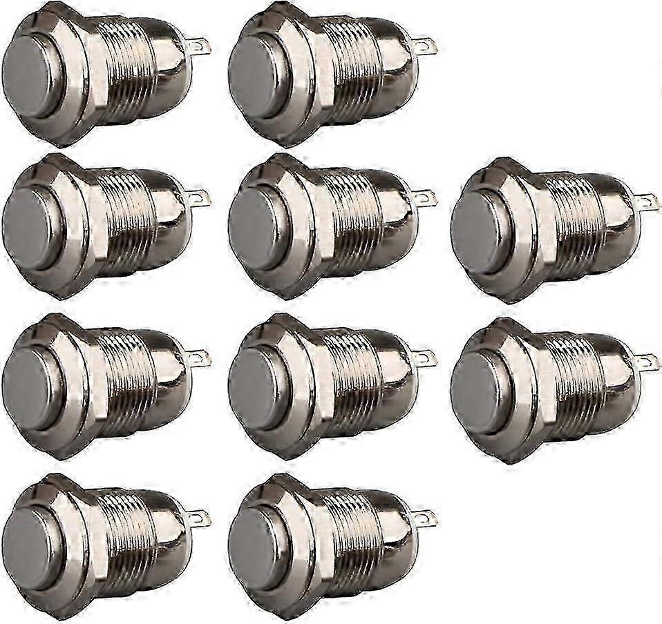 Self-Locking Lock Switch Ideal For Automotive Modifications, Momentary Push Button Stainless Steel 14mm High Head Nickel-Plated Brass, Waterproof 2025