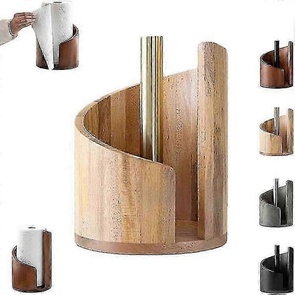 Mountain Spiral Paper Towel Holder with Mango Wood Base and Iron Stand for Countertop