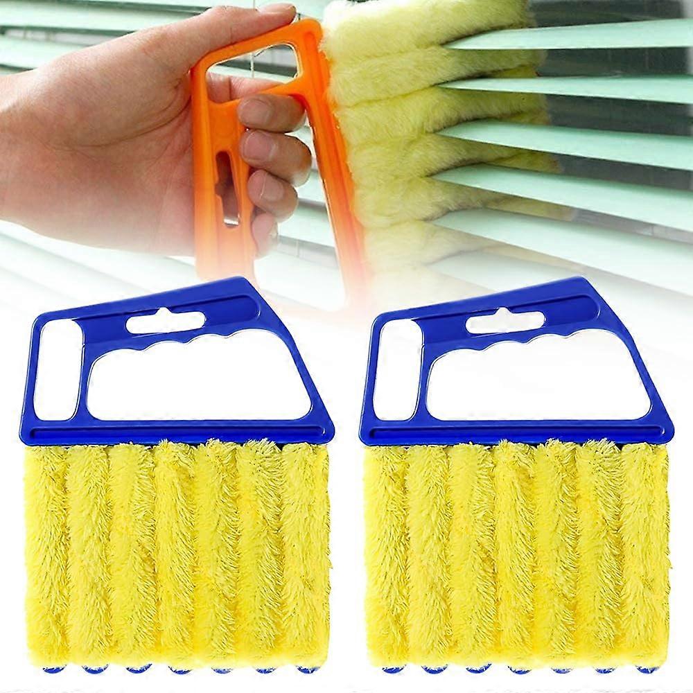Blind Cleaner Duster Tool with 7 Finger Microfiber Brush for Window Blinds & AC, 2 Pack Blue