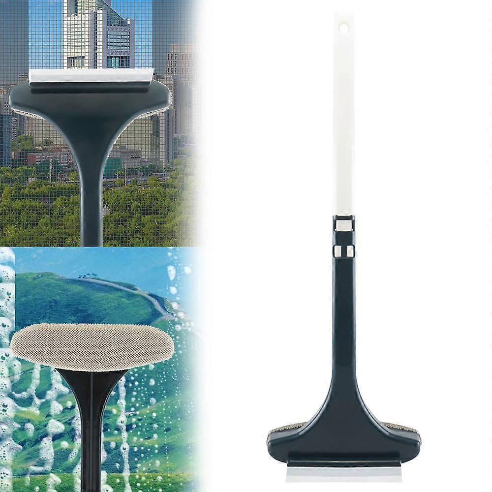 Window Screen Cleaning Brush with Mesh Scraper for Dust Removal and Glass Wiping (White Green)