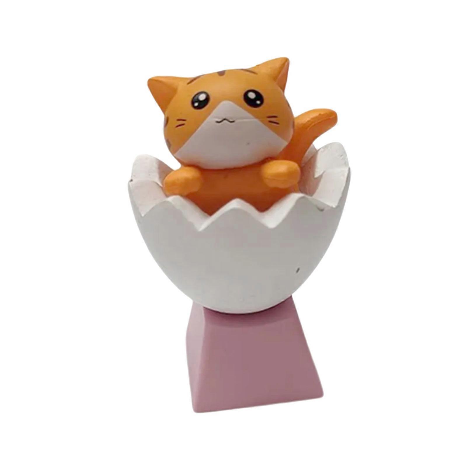 Animal Themed Keycap Eggshell Kitten Design For Crossed Switches Mechanical Keyboards Office Gaming Keycaps Replacement  yellow cat