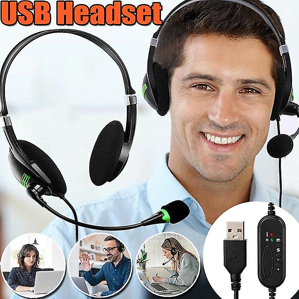 1pc Usb Computer Headset Headphone Stereo With Microphone For Windows Laptop Pc