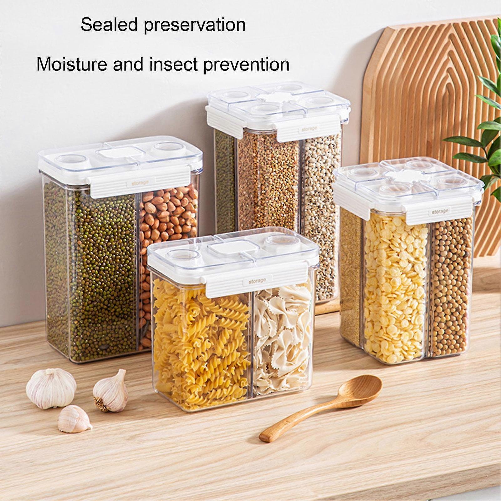 Multi-compartment Grain Storage Container Storage Jar with Lid Good Sealing Sugar Cereal Dispenser Dry Food Storage Box, 101OZ