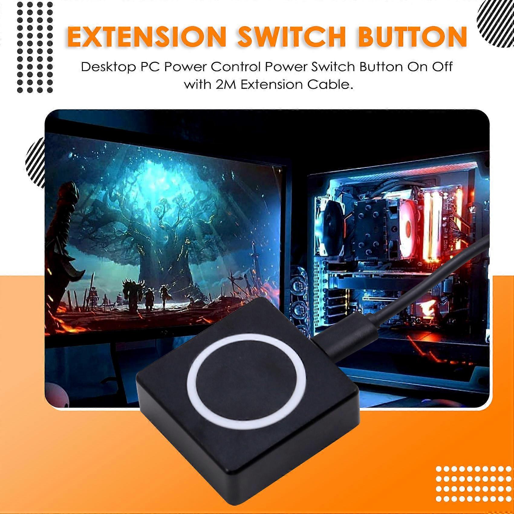 PC Power Button Desktop Power Switch PC External Start Power on/Off Button Magnetic Self-Reset Button Metal Shell RGB