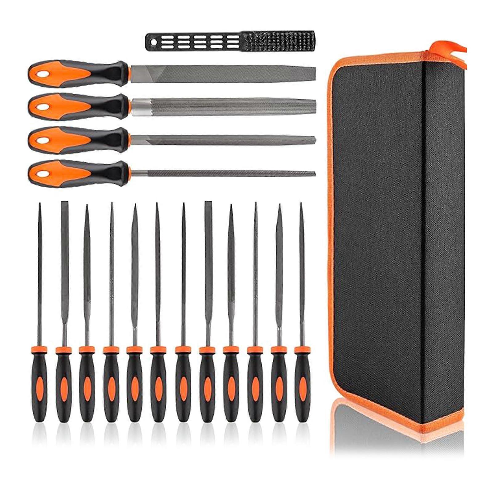 Comprehensive 17pcs Metal File set with Ergonomic Handles Round & Flat Files set for Efficient Wood & Metal Crafting Multicolor