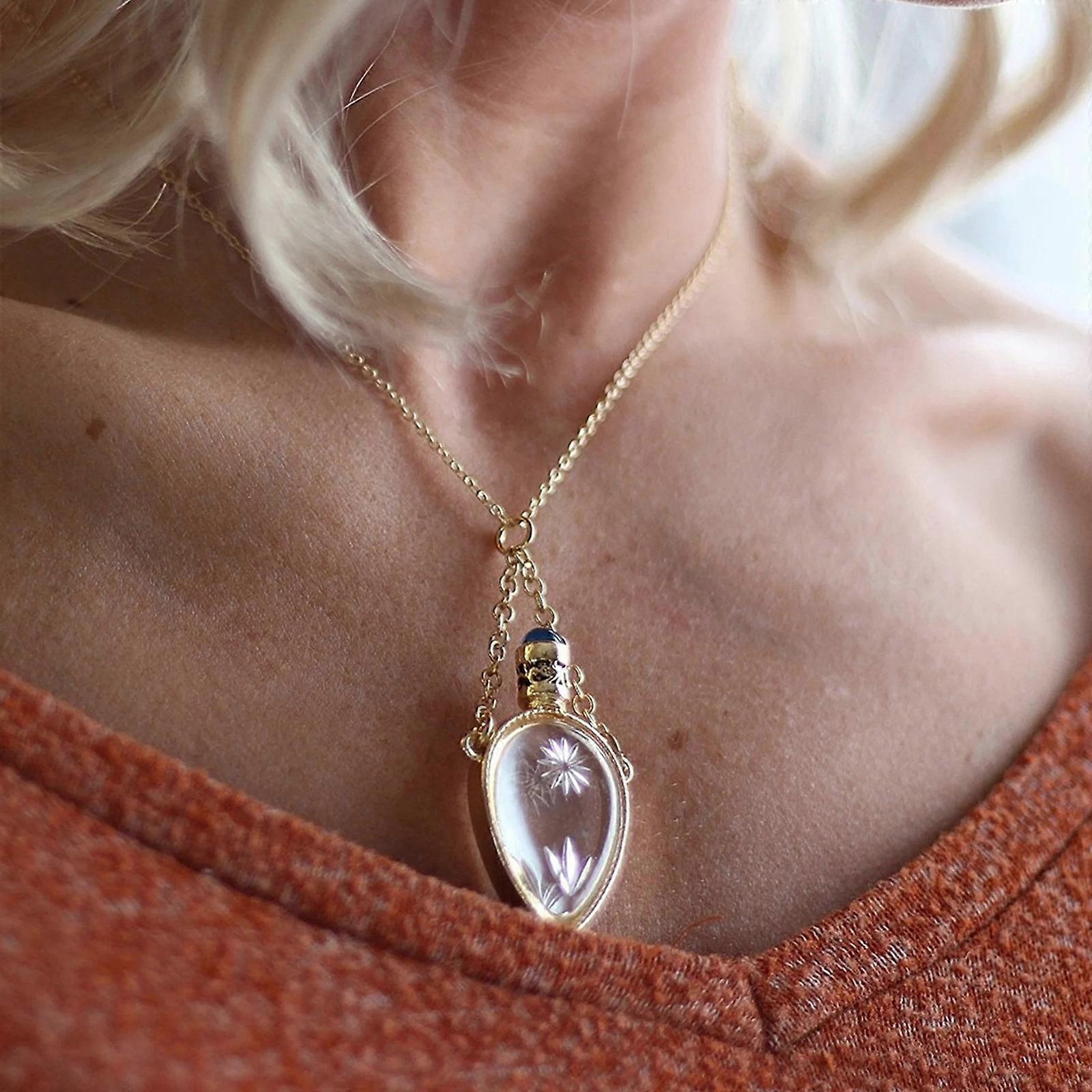 Handcraft Teardrop Glass Pendant Necklace On Adjustable Chain Copper Base Retro Accessory For Everyday Use Multicolor