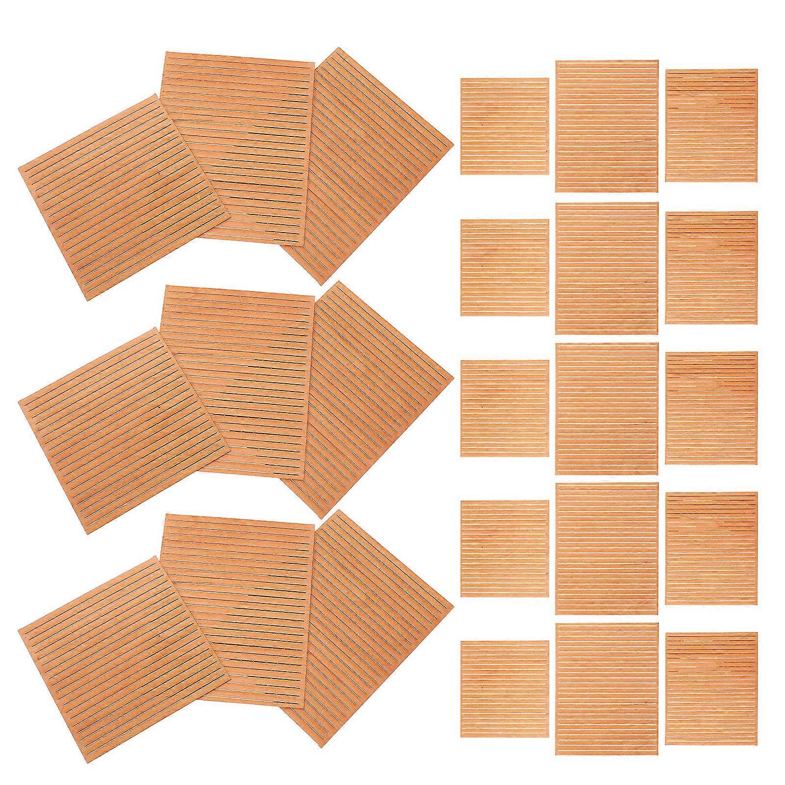 Light Brown Solid Wood Boat Decking Strips for DIY 80Pcs Miniature Decking