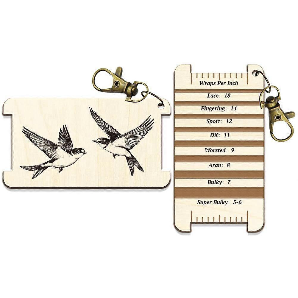 Swallow Spinning Control Tool Decorative Yarn WPI Guide Gauge with Clasp Wood Yarn Wrap Guide Board with Diz for Spinners Yarn Measuring Tools Crochet