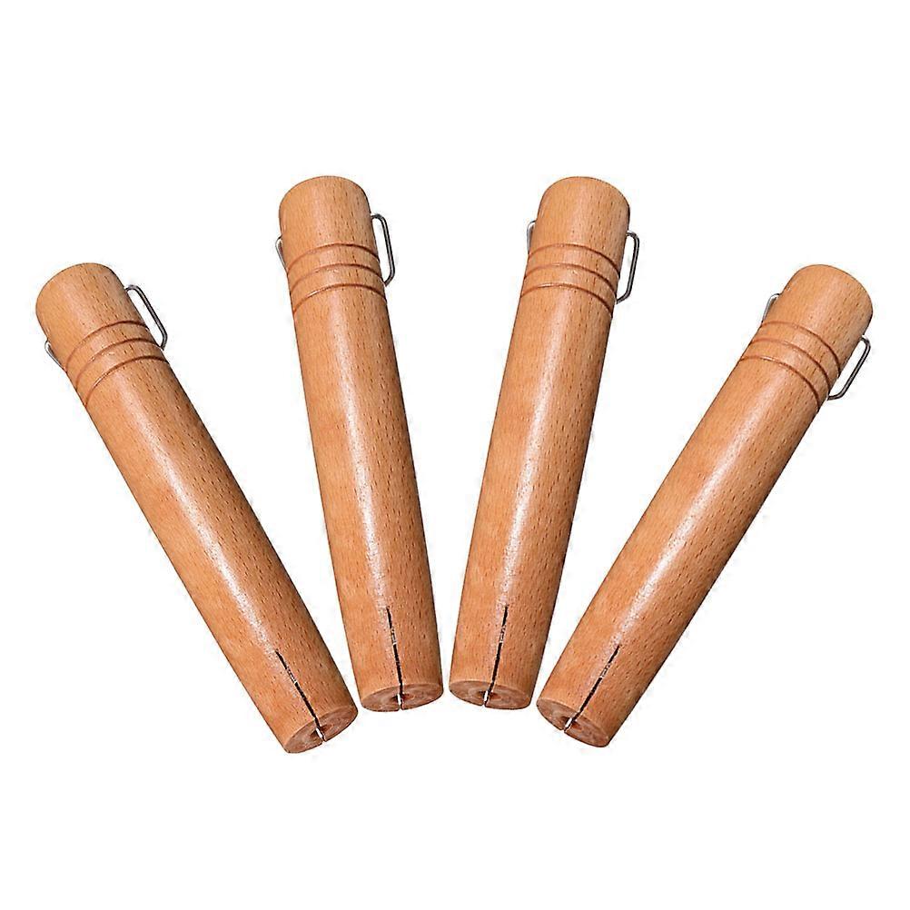 Light Brown Wooden Pan Handle Replacement for Milk Pan 4Pcs Unit