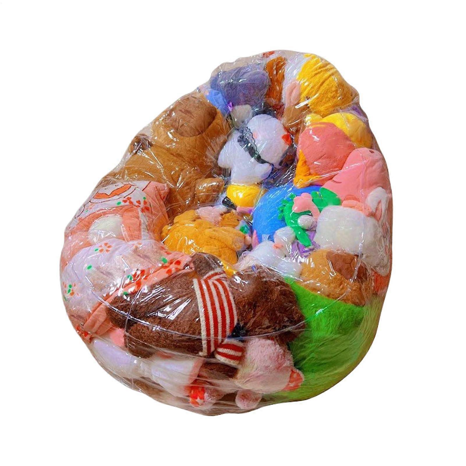 Leather Plush Toy Bag With Transparent Lid Large Capacity Plush Organizer For Sofa Seat Protector