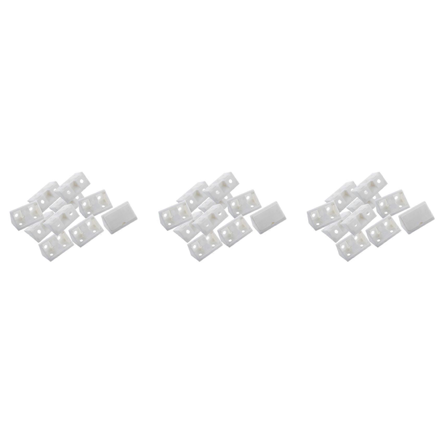 Furniture Cabinet Fastener Corner Braces Angle Brackets White 30Pcs