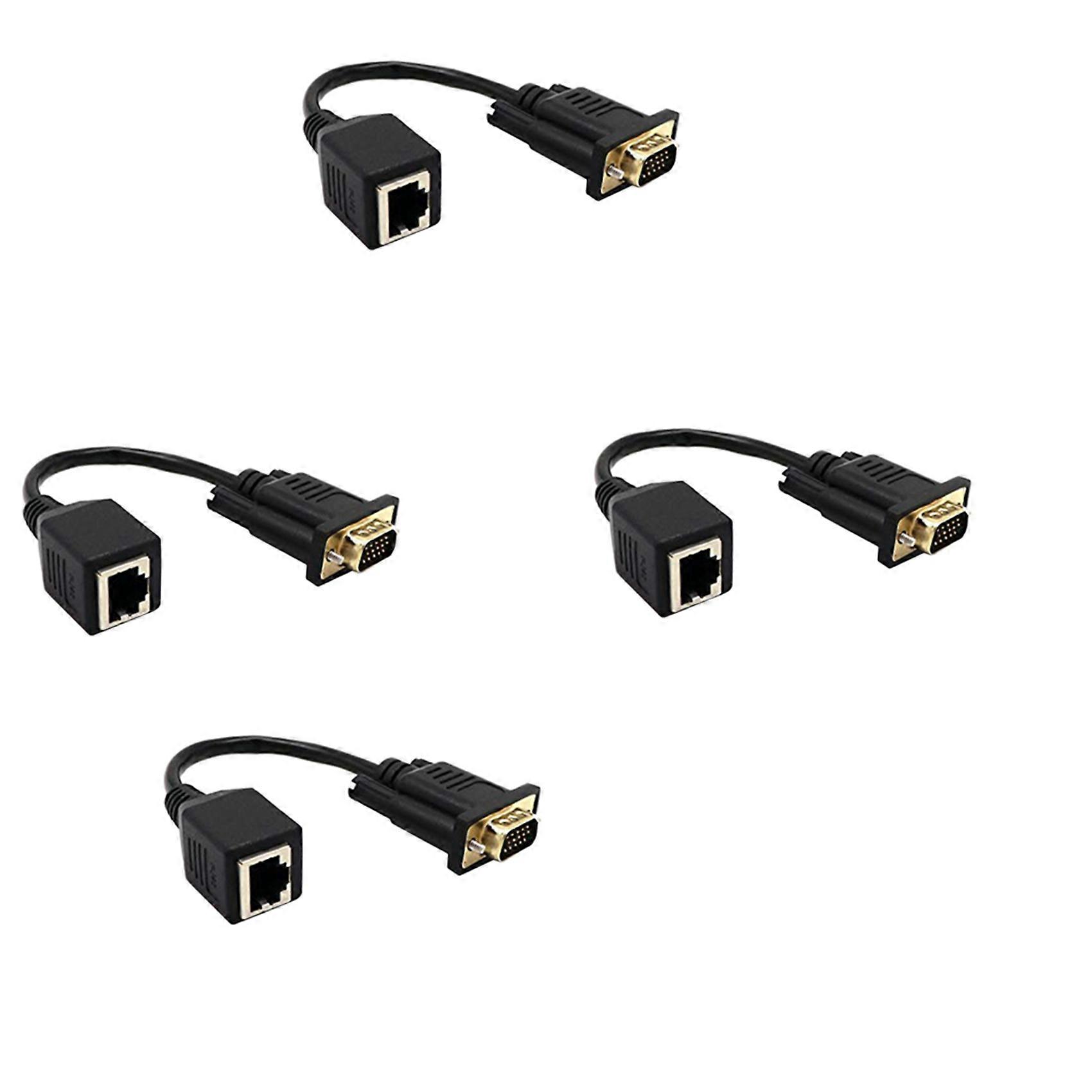 4X VGA to RJ45 Adapter Network Cable to VGA Network Cable Connector Monitor to Network Cable Connector VGA Extender