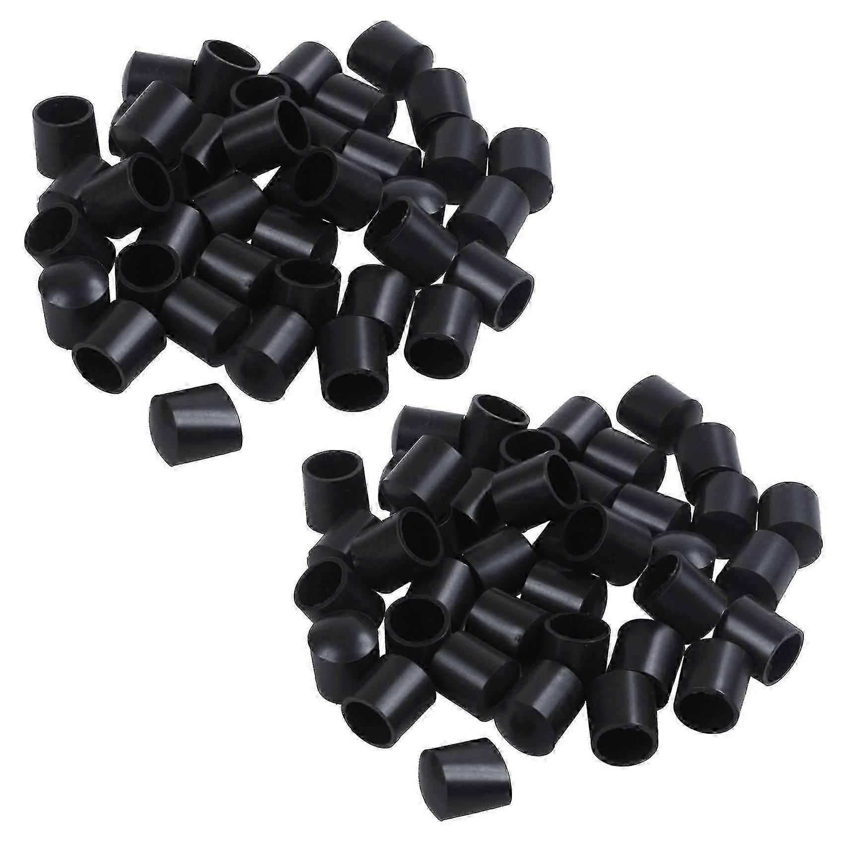 40-teilig Schwarz Gummi Rohrenden 10mm Rund