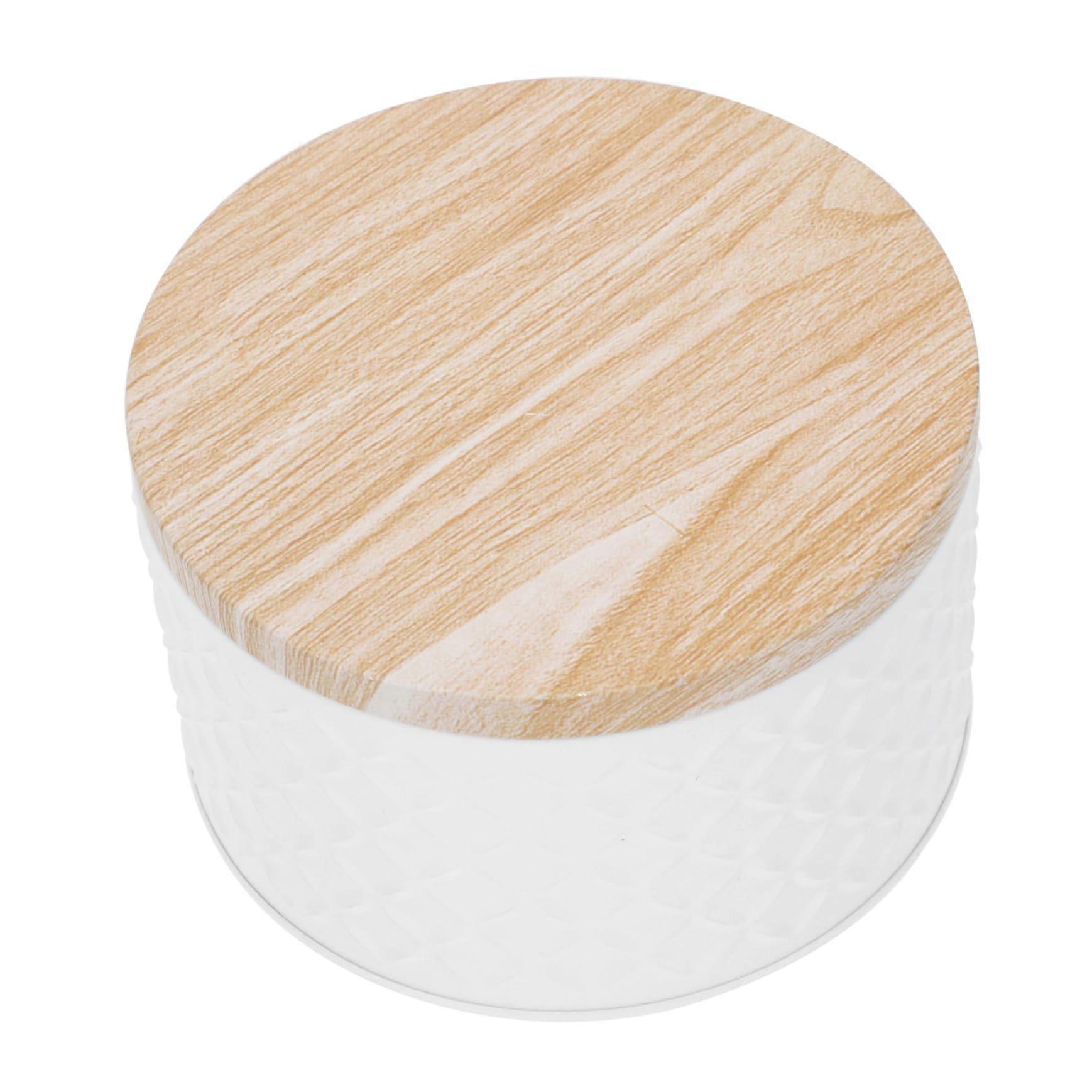 Tinplate Food Storage Container with FreshnessSealing Wooden Lid for Snacks Desserts and Candy